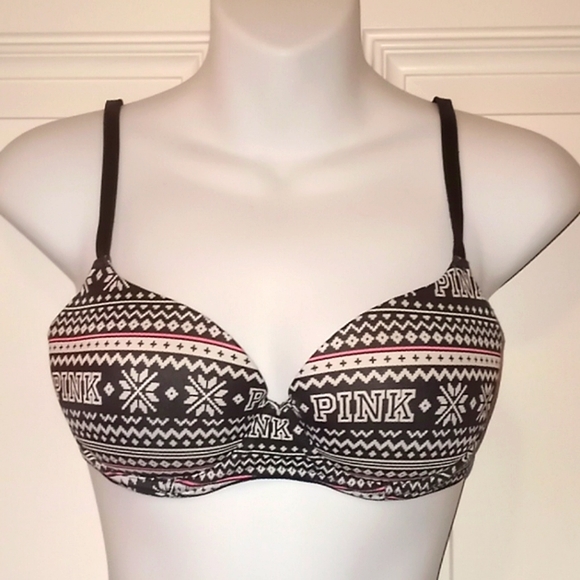 VS PINK Striped Snowflake Bra - Picture 1 of 12